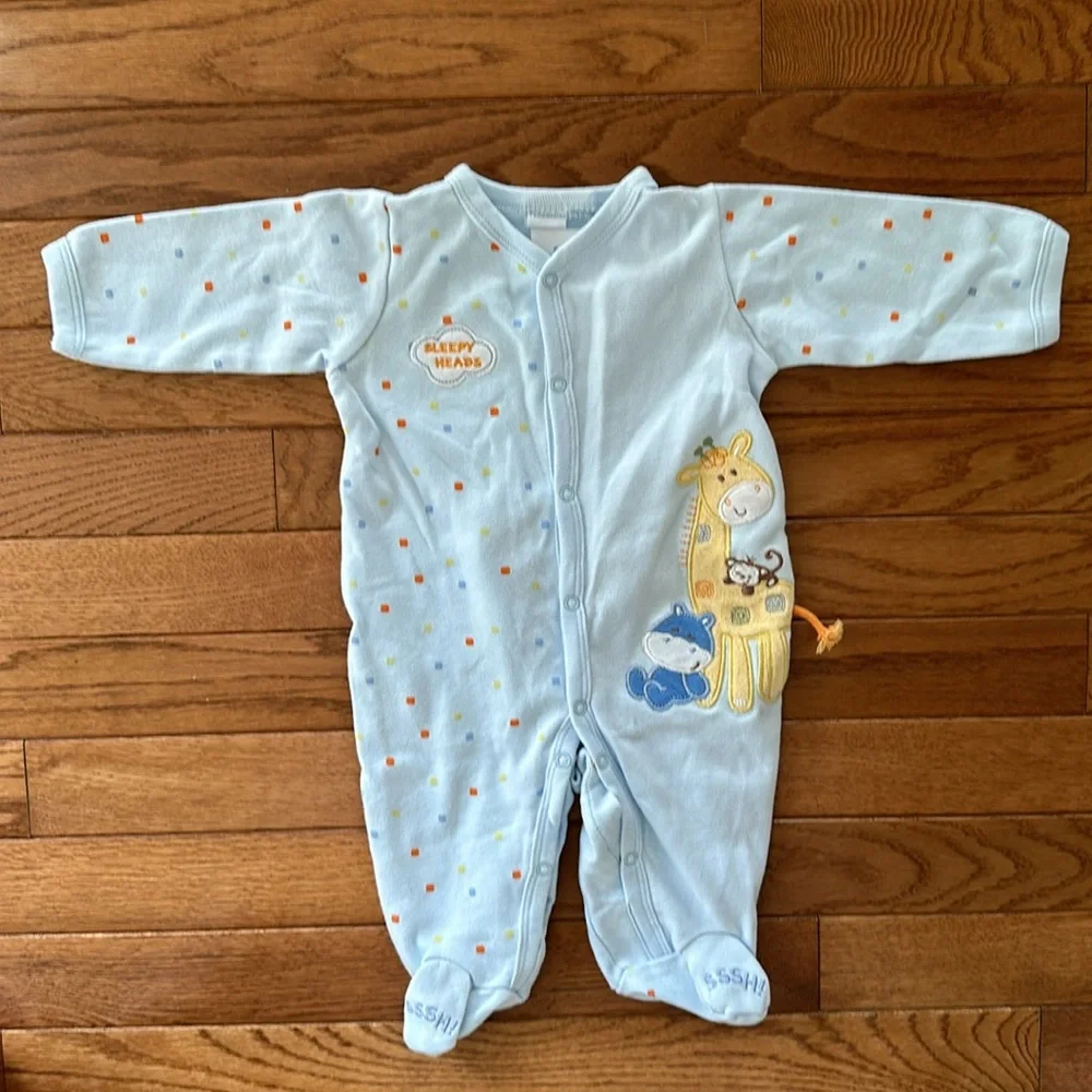 🦒 VITAMINS BABY Pajamas gender neutral boys girls 3 months giraffe onesie